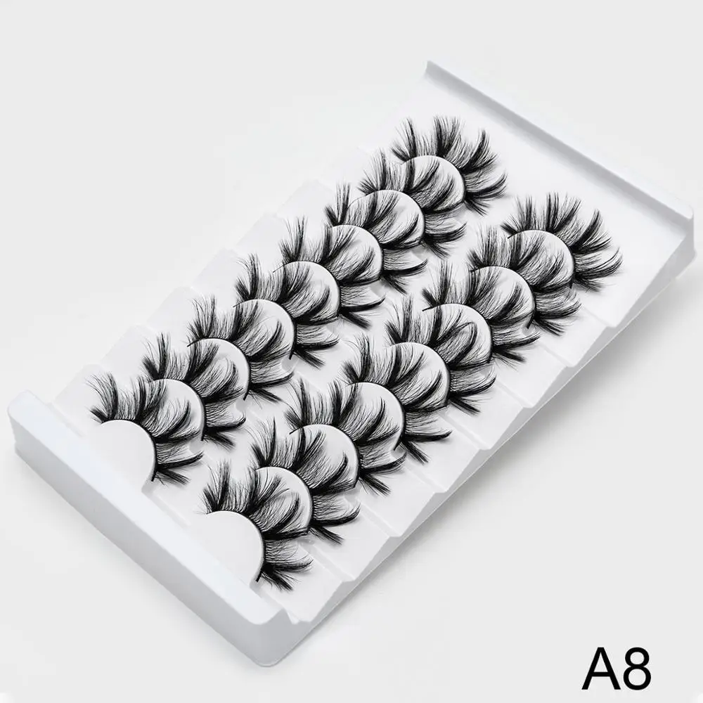 A8 8 пар 3D норковые Накладные ресницы ручной работы натуральные длинные ресницы пушистые ресницы Многоразовые Накладные ресницы инструмент для наращивания - Цвет: A8