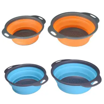 

Silicone Foldable Drain Basket Fruit Vegetable Colander Kitchen Gadget Tool