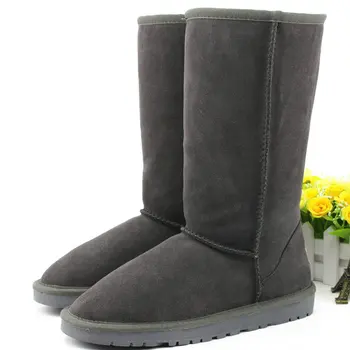 

2019 Mid-Calf Lovely Sweet Colour Boot Genuine Leather Snow Boots Quality Plush Boots Women's Shoes Flat Warm Shoes