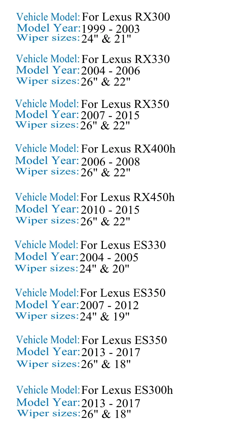 Щетка стеклоочистителя для Lexus RX 300 330 350 400h 450h ES 330 350 300h 2013 2012 2011 2010 2009 2008 2007 2006 2005