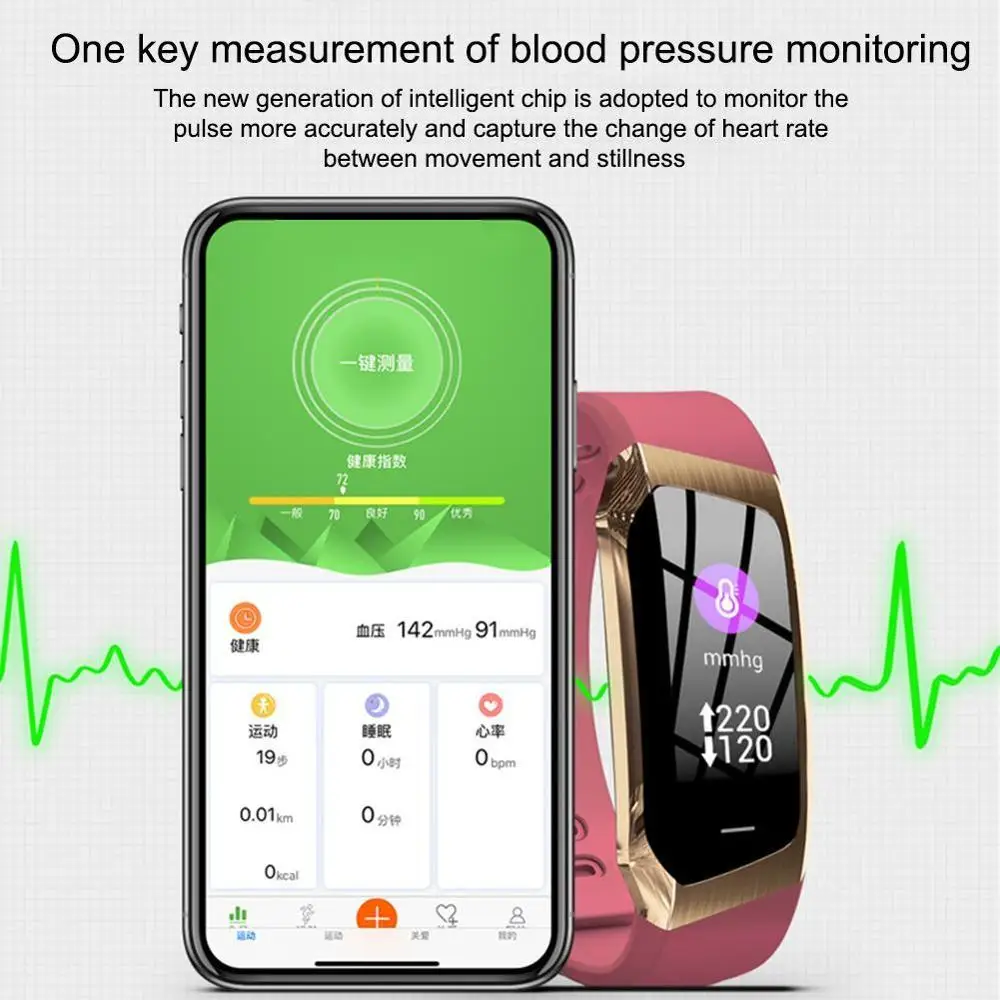 E18 Smart Band Color Screen Pressure Heart Rate IP67 Sport Bracelet Tracker Monitor Fitness smart Wristband Waterproo O8Z3
