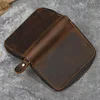 Retro Men's Short Wallet Vintage Cow  Leather Vertical Thin Male Zipper Square Credit Card Holder Small Money Purse Women wallet 6