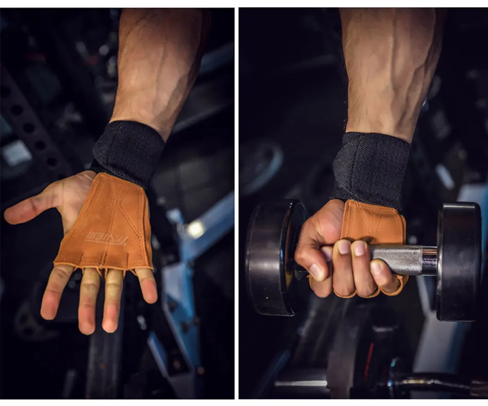  Gym Glove Pad Hand Grips Protection with Wrist Wraps for Fitness Crossfit Gym Workout Weightlifting