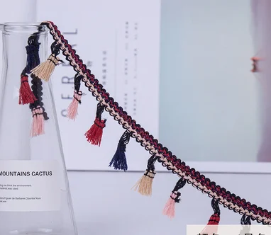 12mm tassel hem 1-3 m142cmцифровая печать на заказ размер форма по индивидуальному заказу кромки кисточкой Кружева Желтый льняной скатерти юбка diy аксессуары 2151 - Цвет: 12mm tassel hem