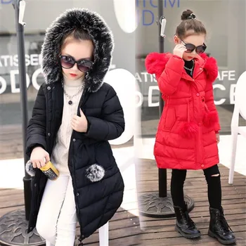 

2019 New Fashion Children Winter Jacket Girl Winter Coat Kids Warm Thick Fur Collar Hooded Coats For Teenage Girls Ourwear 6-15T