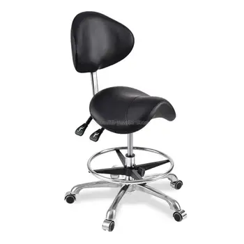

Modern Message Saddle Chair With Footrest&Swivel Adjustable Leather Chair Medical Spa Drafting Stool with Back For Home/Office