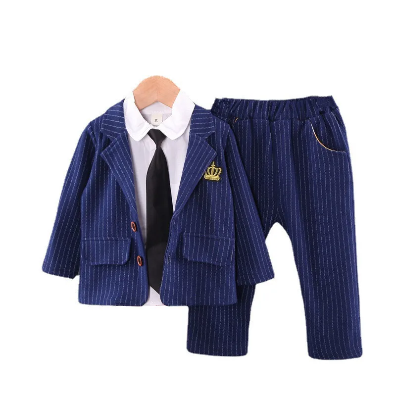 

New Spring Autumn Baby Boys Clothing Sets Fashion Children Gentleman Coat Tie Shirt Pants 3Pcs/Sets Toddler Cotton Tracksuits