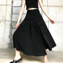 Корейская Новинка, Весенняя и летняя модная женская одежда с высокой талией, асимметричная Комбинированная юбка с карманами WK19701L
