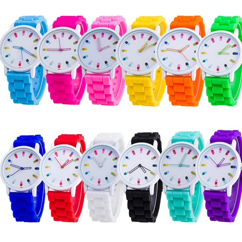Популярный cor selvagem силиконовый циферблат puro fundo branco moda Повседневный das mulheres pin fivela de aco inoxidavel relogio rodada