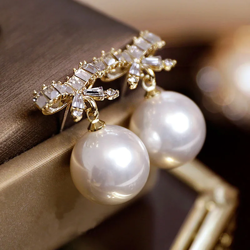 Gold Plated Zircon Crystal Bowknot Round Drop Earrings 2022 Sweet Light  Luxury Wedding Brides Party Earrings Jewelry Wholesale - AliExpress