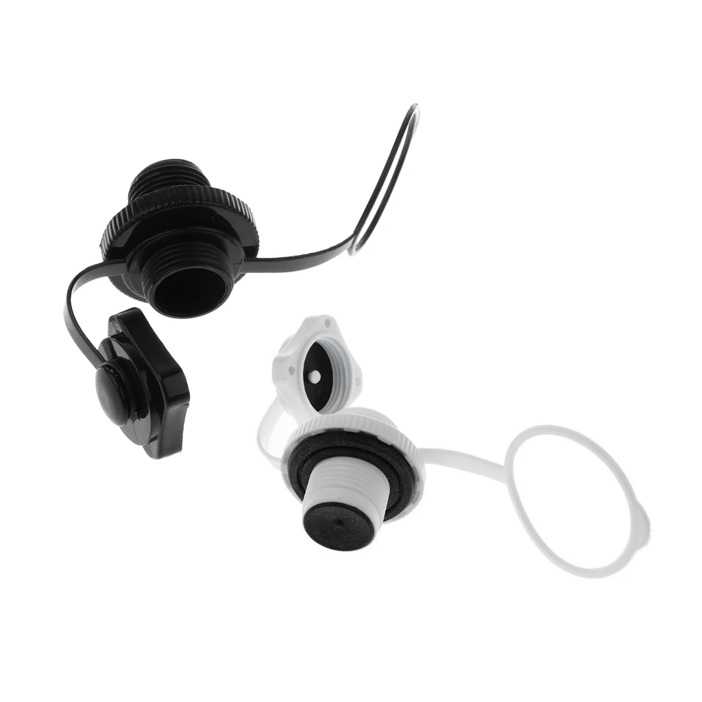 2Pcs/Pack Air Valve Caps / Threaded Screw Plugs for Inflatable Boat Fishing Boats Raft Airbed Outdoor, Black & White