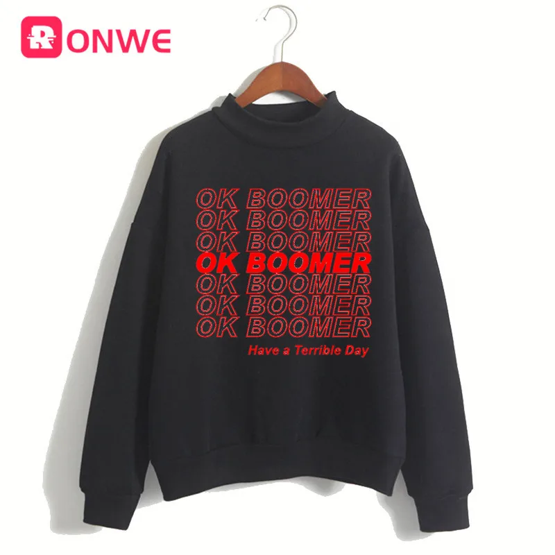 Для женщин OK Boomer новая вещь новые идеи Цитата забавная толстовка женская зимняя флисовая Harajuku Толстовка Рождественский подарок