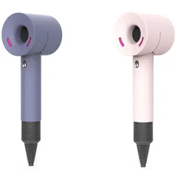 

2Pcs Hair Dryer Case Cover for Dyson Soft Silicone Gel Portable Dust Proof Blower Protective Skin Cover - Pink & Purple