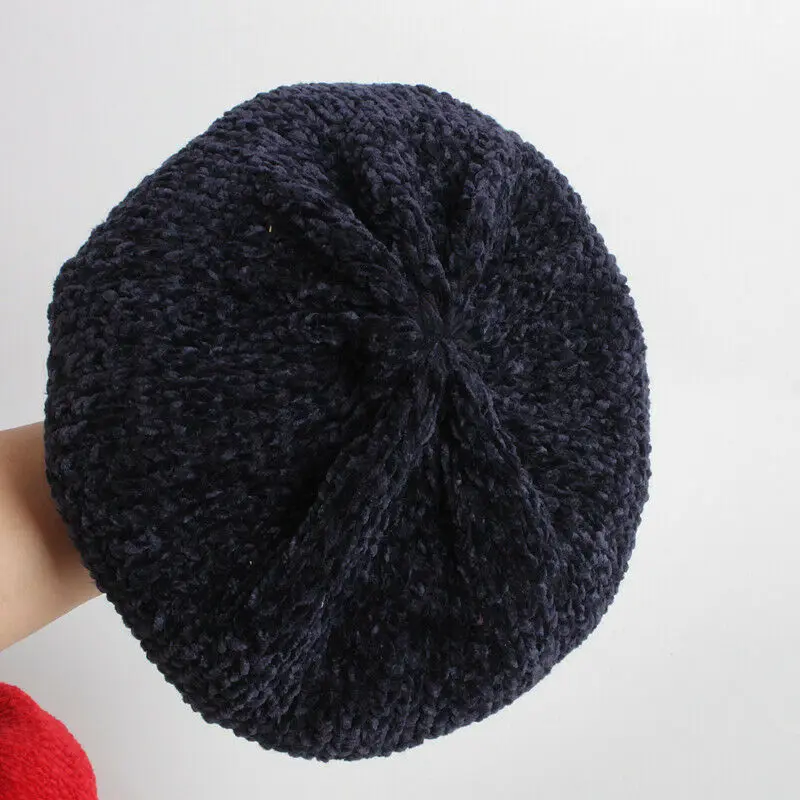 2019 новые стильные береты из синели Зимние для женщин теплая шапка женские