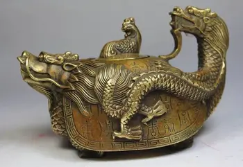 

China's rare ancient bronze dragon hand teapot