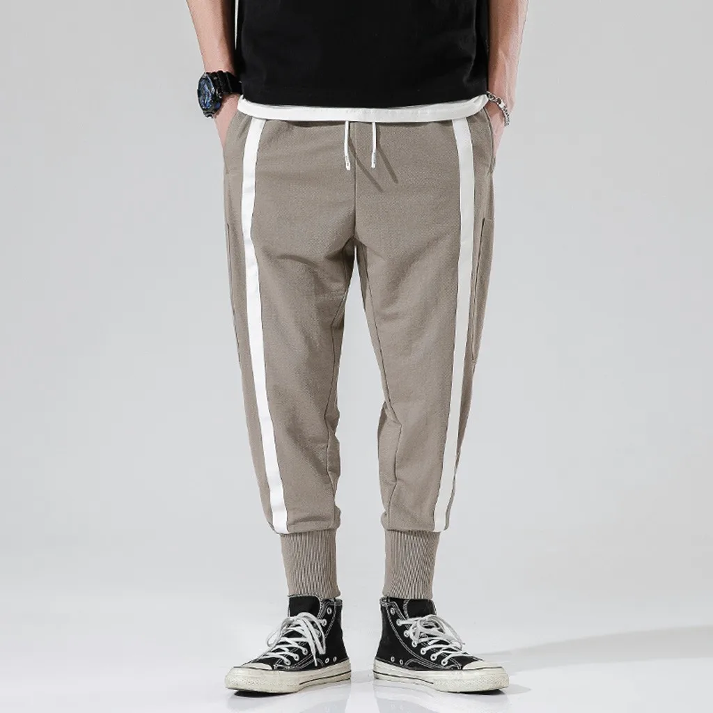 Повседневное брюки Для мужчин хлопок Slim Fit Мужские брюки Чинос; Новая модная Повседневное на открытом воздухе карман пляжные однотонные брюки длинные брюки для девочек плюс Размеры