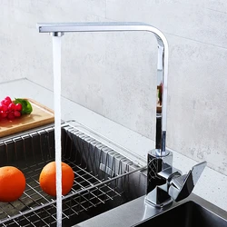 Kitchen Faucet Brushed Stainless Steel Water Tap Hot and Cold Faucet Sink Single Lever for Kitchen Sinks