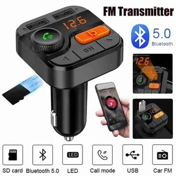 BT74 bluetoothカーキットfmトランスミッターMP3プレーヤーデュアルusbポート充電器急速充電器電圧検出sdカードプレーヤー