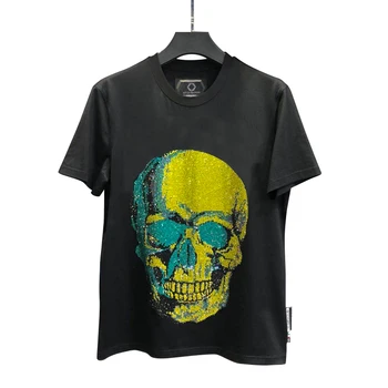 

color bag PP Skull diamond 2020 summer fashion series men's cool fit punk short sleeve round neck T-shirt pure cotton