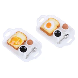 Ensemble de petit déjeuner Miniature pour maison de poupée 2022 YK 1:12, Hamburger Croissant, œuf grillé, café avec plateau, accessoires de cuisine 