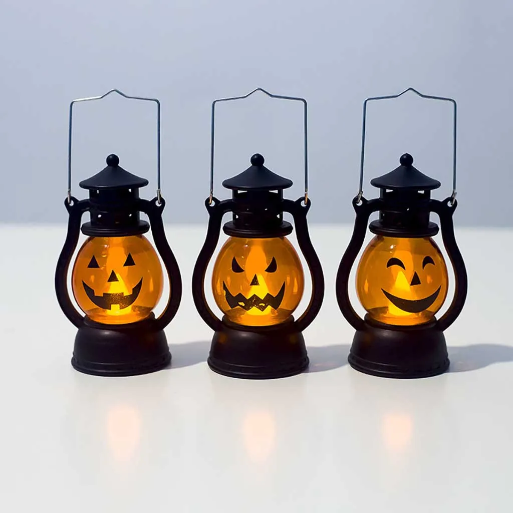 Хэллоуин винтажный фонарь подвесные украшения для вечеринки светодиодный светильник портативный ночник искусство природа домашний декор Хэллоуин украшение