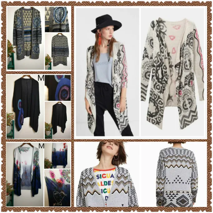 Spanish fashion women's long knitting sweater coatWool & Blends