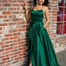 Женское платье для выпускного вечера, зеленое, без рукавов, Холтер, с Боковым Разрезом, атласное, черное, для девушек, vestidos para prom largos, элегантное, vestido gala, manga comprid
