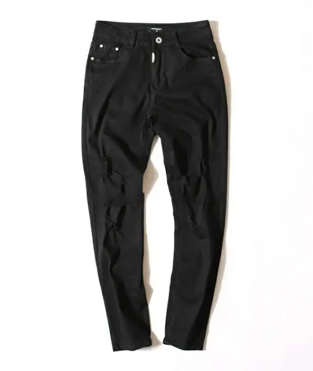 Большие разрушительные тонкие джинсы, мужские брюки с дырками на коленях, тянущиеся узкие брюки большого размера, осенне-зимние брюки
