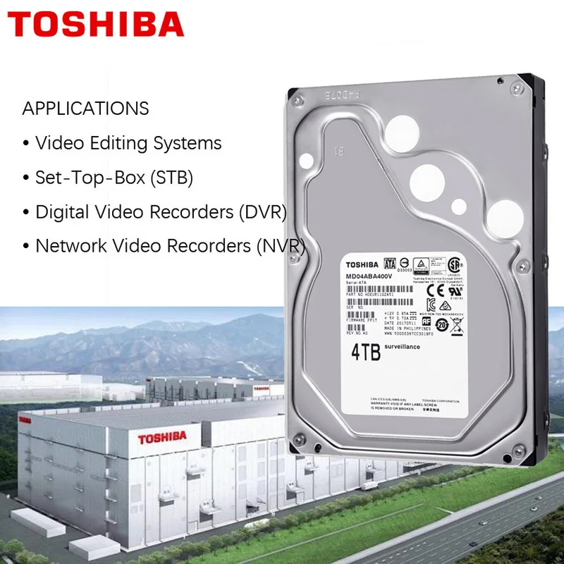 TOSHIBA 4 ТБ жесткий диск видеонаблюдения DVR NVR CCTV монитор HDD HD Внутренний SATA III 6 ГБ/сек.