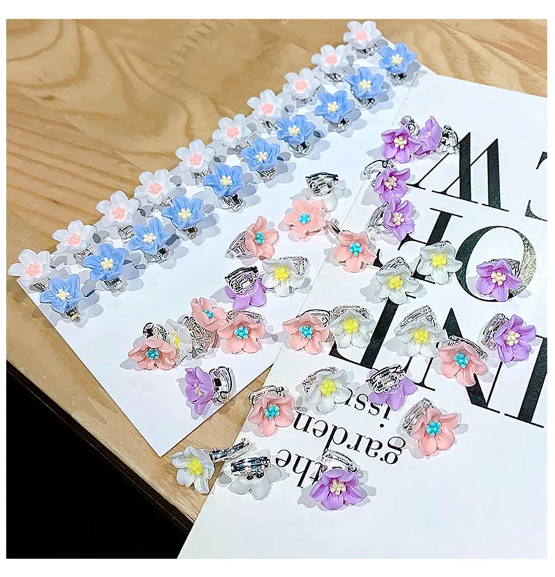 10pcs Small Flower Buckle Hair Clips Hairpins for Women Girls Fashion DIY Hair Styles Holder Hair Pins Claws Hair Accessories