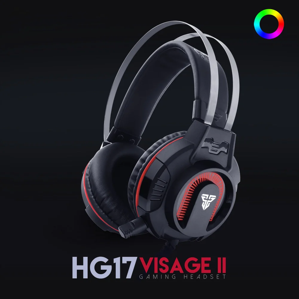FANTECH HG17 Head Mounted Internet Cafe Gaming Headphones Wired HD 7.1 Surround Stereo Sound RGB Game Headset With Microphone - Color: Black
