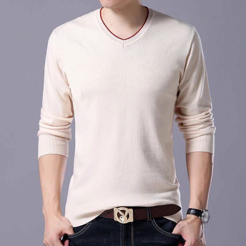 

7XL /Genuine men's V-neck pullover, solid color casual large size men's cashmere sweater, men's stretch slim bottoming sweater