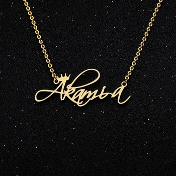 

Custom Necklaces Crown Personalized Name Jewelry Personality Stainless Steel Letter Choker Necklaces Name for Women Men Girls