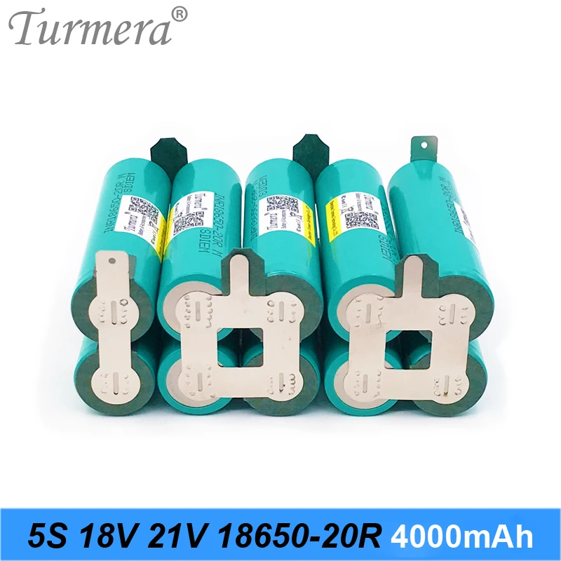 Turmera 5S 18V 21V for samsung INR18650-20RM 2000mAh 4000mAh 20A Battery Soldering Battery for 18V Screwdriver Shrika and Vacuum Cleaner Use 004