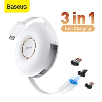 Baseus Magnetische 3 in 1 USB C Kabel für iPhone 13 12 Ladegerät USB Typ C Schnelle Lade für Macbook samsung Xiaomi Versenkbare Schnur