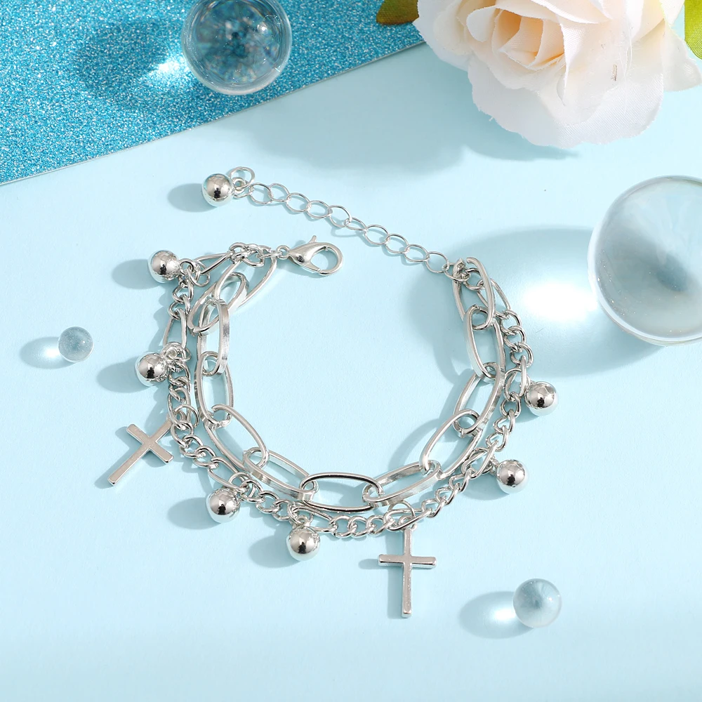 FNIO Bohemian Bracelets for Women Fashion Multilayer Beaded Chain Bracelets Set Charm Bracelet Bangles Jewelry Punk