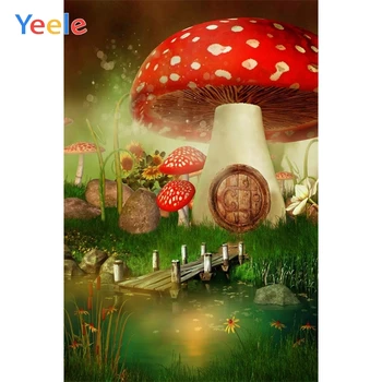 

Spring Easter Dreamy Forest Mushroom House Fairy Tale Backdrop Baby Photography Background For Photo Studio Photophone Shoot