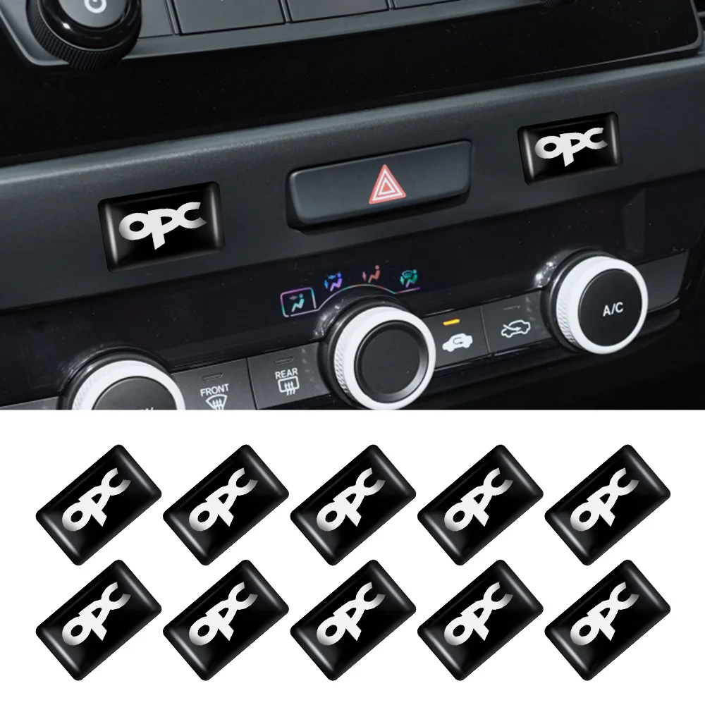 10pcs Opc Car Window Lift Button Stickers Steering Wheel Badges