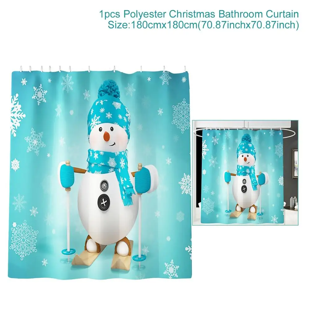 Shower Curtain 5 Рождественские шторки коврик для ванной комнаты украшения для салона автомобиля веселые рождественские украшения для дома рождественские подарки год - Цвет: Shower Curtain 5
