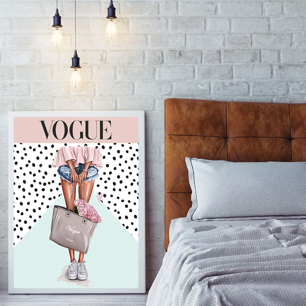 Черно-белые пятна фон Vogue печать на стене иллюстрация настенные украшения для девочек Декор для дома металлическая рамка