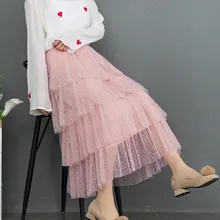 Модная эластичная высокая талия Длинная женская юбка из тюля уличная 9 слоев шифоновая юбка-пачка летняя Праздничная плиссированная юбка-пачка