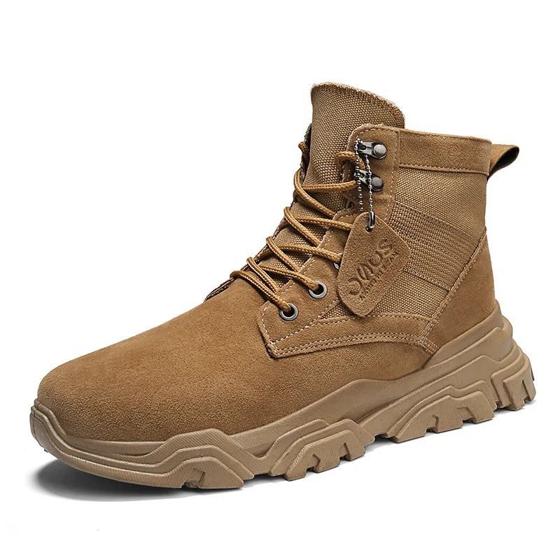Winter Men Leather Suede Hiking Shoes High Top Shoes Men Outdoor High Quality Sport Hiking Desert Shoes Men Boots Hunting