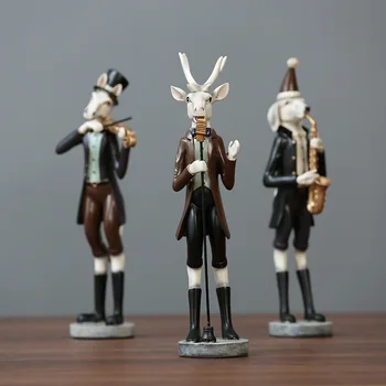 

3 Pcs/set Nordic Sheep Dog Horse Band Figure Statue Abstract Animals Art Sculpture Resin Craft Home Desktop Decoration R3085
