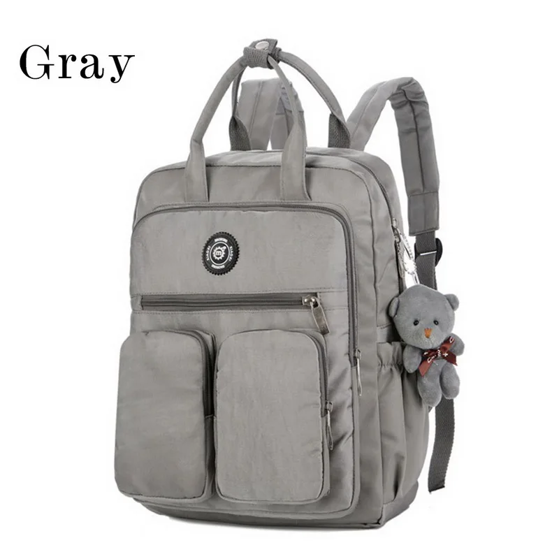 Litthing Прямая Модный женский рюкзак Водонепроницаемый нейлон мягкая ручка твердые мульти-карманные дорожные школьные сумки на молнии - Цвет: Gray