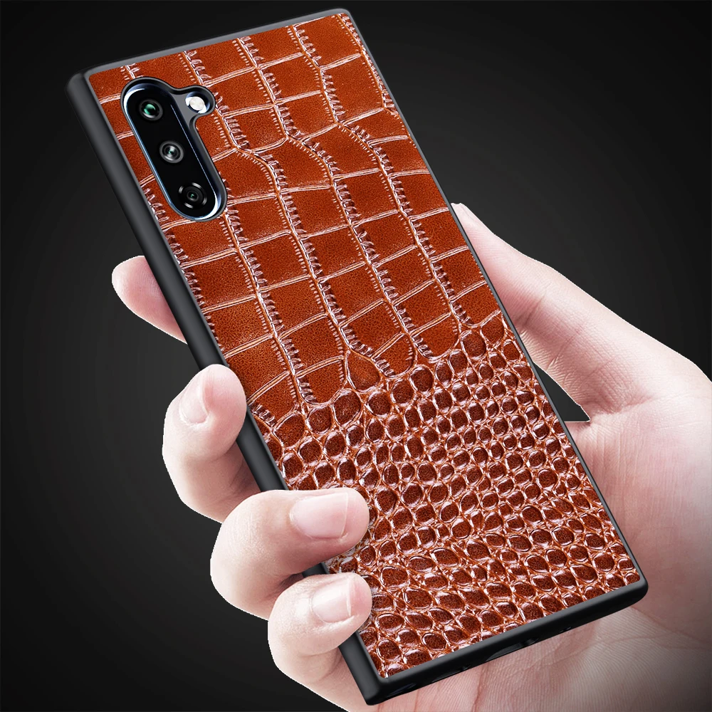 

Back Cover Crocodile pattern Genuine Leather Phone Case For Samsung Note10 Plus A10s A20s A30s A40 A50 A80 Mobile Phone Cases