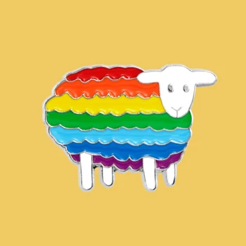 

O254 Wholesale 10pcs/lot Rainbow Sheep Amazing Art Enamel Pin Brooch Creative Cartoon Denim Coat Lapel Badge Jewelry Gift