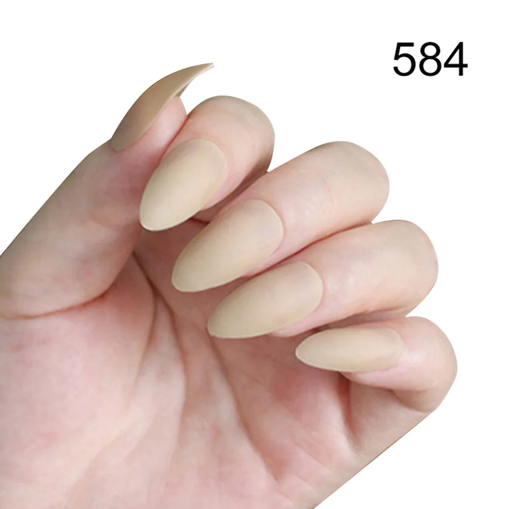 24 шт женские накладные ногти DIY матовые капли в форме накладные ногти JS11 - Цвет: 01