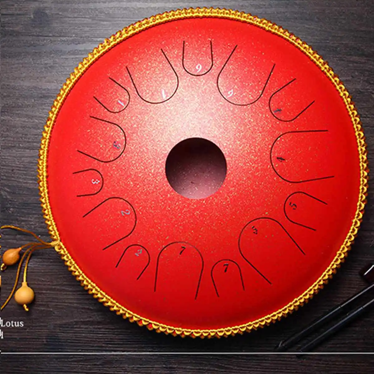 Модернизированный 14i nch Профессиональный 14 нот Handpan барабаны латунь Handrum+ сумка для переноски ручной барабан Ударные музыкальные инструменты подарки - Цвет: Красный