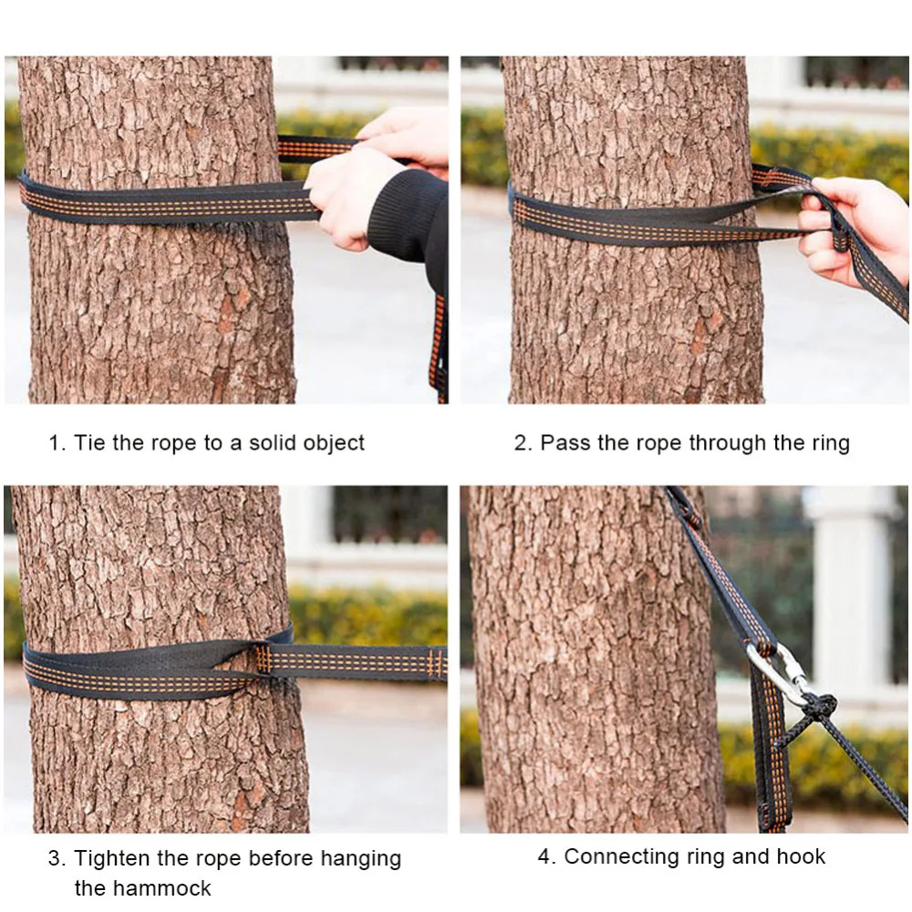 New 2 Pcs/Set Hammock Straps Special Reinforced Polyester Straps 5 Ring High Load-Bearing Barbed Black Outdoor Hammock straps