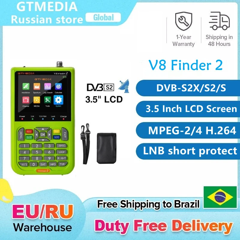 GTMEDIA V8 FINDER2 / METER Satellite Finder HD 1080P Satfinder DVB-S2/S2X 3.5 inch LCD Display SatFinder Ship From Russia super box tv